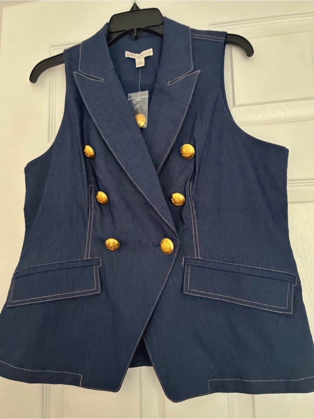 Cato Navy Sleeveless Double-Breasted Vest with Gold Buttons